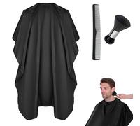 LEOINAER Cap Professionnelle de Coiffure avec agrafes Noir, 140x100cm, pour Femmes,Capes de Coiffde Salon Pleine Longuavec Brosse de Cou, Peigne et Protection Anti-Débris Accessoires pour Salon