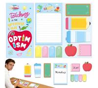 LEOINAER Ensemble de Post-it Rigolo pour Enseignants - Stickers Auto-adhésifs Colorés et Amusants, Formes Originales (Pomme, Crayon, Tableau, Règle)