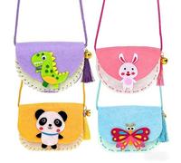 LEOINAER Kit Couture Enfant, Pack de 4 Patron Couture Enfant Set DIY Créatif avec à Bandoulière à Coudre - Matériaux Artisanaux, Tissu, Aiguilles à Coudre, Fil à Broder Coloré