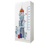 Leomark Armoire à Deux Portes - Roma - penderie pour vêtements, Meubles pour Enfants, équipement pour la Chambre des Enfants, Impression UV (Navette Spatiale)