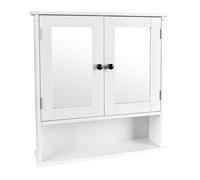 Leomark Armoire Murale Blanche Meghan avec Miroir Largeur : 55,5 cm Élégance et Fonctionnalité Bois Design Contemporain Rangement Moderne
