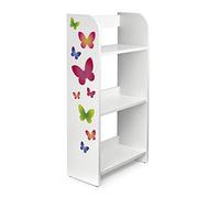 Leomark Bibliothèque Etagere De 3 Casiers Meuble De Rangement Colour Blanc Motif: Colorés Papillons Etagere sur des Livres, de Jouets