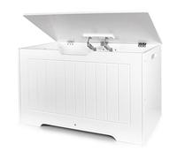Leomark Boîte de rangement pour enfants - DÉCORRIA, meubles pour chambre d'enfant ou pépinière, coffre blanc, dimensions : 76 x 40 x 48 cm (hauteur).