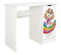 Leomark Bureau Enfant Paw Patrol - La Pat’ Patrouille avec Chase, Marcus et Stella - Hauteur 77 cm, Design Authentique, Grand Plateau, Placard de Rangement, Étagère, Impressions UV Durables