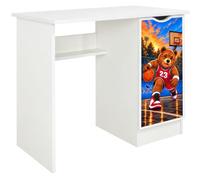 Leomark Bureau Enfant Roma avec Rangement, Bureau en Bois pour Chambre d’Enfant, Placard avec 2 Étagères, Impression UV Cavalier, 90 x 50 x 77 cm
