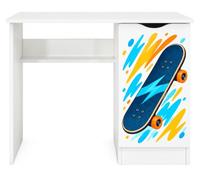 Leomark Bureau Enfant Roma avec Rangement, Bureau en Bois pour Chambre d’Enfant, Placard avec 2 Étagères, Impression UV Cavalier, 90 x 50 x 77 cm