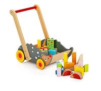 Leomark Chariot de Marche en Bois - Trotteur Multi-Activités Éducatif, Jouet Premier Âge avec Blocs Colorés et Cubes, Jeu éducatif et sensoriel - Équilibre et Motricité Fine