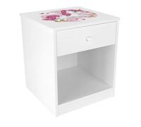 Leomark Chevet avec Un Tiroir Blanc Table de Nuit casier avec 1 tiroir et 1 Niche Hauteur 40 cm Motif Lovely Licorne