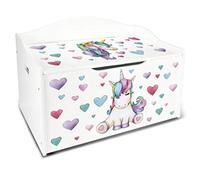 Leomark Coffre à Jouets En Bois - XL Blanche - Dim: L 68 x P 42 x H 46 cm 2 en 1 Récipient Pour Les Jouets et Banc, De Rangement Pour Enfant,
