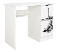 Leomark Confortable Bureau pour Enfants avec étagère - Roma - Meuble pour Chambre d'enfant, Equipement de Salle, Hauteur: 77 cm, Impression UV: Moulin à Vent