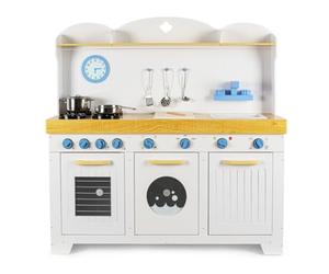 Leomark Cuisine Excellent MasterChef Jouet en Bois Interactive avec lumière et Son, cuisinière Micro-Ondes évier Accessoires, Cuisine en Bois Enfant, Grande Cuisinière, Construction Solide et Stable