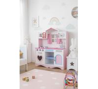 LEOMARK Cuisine Rose en Bois - Pink Play - Jeu d'imitation, Bon appétit Tableau Cuisinière Enfants, Dimensions: 82x30x101 (H) cm, + Pots en métal avec Accessoires