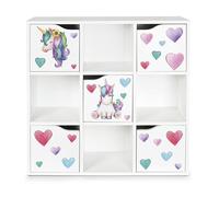Leomark Kubico Max - Licorne, Armoire Enfant 29 x 89 x 89,5 cm Bibliothèque Moderne au Style Élégant et Fonctionnel Le Salon, Bureau, Chambre Design élégant
