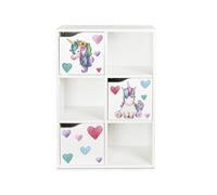 Leomark Kubico Slim - Étagère Colorée pour Enfants, Dimensions : 59,5 x 29 x 89,5 cm. Rangement Pratique avec Motifs Amusants, Idéal pour Salle de Jeu ou la Chambre d'enfant!