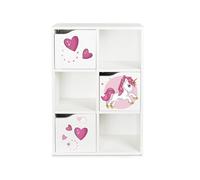 Leomark Kubico Slim - Étagère Colorée pour Enfants, Dimensions : 59,5 x 29 x 89,5 cm. Rangement Pratique avec Motifs Amusants, Idéal pour Salle de Jeu ou la Chambre d'enfant!
