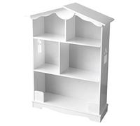 Leomark Meuble De Rangement La Petite Maison Couleur Blanche pour Jouets et Livres Chambre d’Enfant Un Motif Unique Maison de Poupée Meuble en Forme De Maison Hauteur: 101 cm