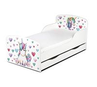 Leomark Moderne Lit d'enfant Toddler - Unicorn - avec Matelas et Tiroir, Chambre pour Les Enfants, Lit Simple, Zone de Couchage 70/140 cm