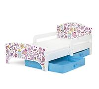 Leomark Smart Moderne Lit d'enfant Toddler 140x70 - Blanche Lit Simple avec Un Tiroir, Lit pour Enfant avec Rangement et Matelas, Tiroir en Textile 2 Pièces