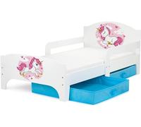 Leomark Smart Moderne Lit d'enfant Toddler 140x70 - Blanche Lit Simple avec Un Tiroir, Lit pour Enfant avec Rangement et Matelas, Tiroir 2 Pièces