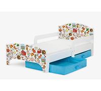 Leomark Smart Moderne Lit d'enfant Toddler 140x70 - Blanche Lit Simple avec Un Tiroir, Lit pour Enfant avec Rangement et Matelas, Tiroir en Textile 2 Pièce