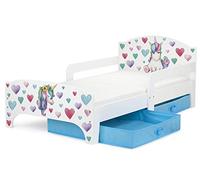 Leomark Smart Moderne Lit d'enfant Toddler 140x70 - Blanche, Simple avec 2 Tiroirs, pour Enfant avec Rangement et Matelas, Tiroir 2 Pièces Licorne