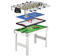 Leomark Table 4 Jeux en 1 - Billard, babyfoot, Hockey de Table et ping-Pong Table à Jouer Multifonction Table multijeux Dim: 120 x 61 x 82 (Hauteur) cm