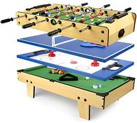 Leomark Table de Babyfoot 4 in 1 Multifonctionnel Jeu de Football,Bilard, Tenis, Hockey Baby-Foot, Baby Foot Table En Bois Jeu de Football Petite Taille Universel