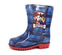 Leomil Bottes de Pluie Pat’ Patrouille Enfant - Marshall et Chase, Bleu à Carreaux, Semelle Rouge Crantée, du 22 au 30