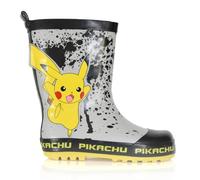 Leomil Bottes de Pluie Pokémon Pikachu Enfant Noir et Jaune, Semelle Antidérapante 25 au 33 idéale pour les jours pluvieux