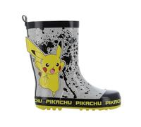 Leomil Pokemon Bottes en caoutchouc pour garçon de 3 à 8 ans, chaussures de pluie chaudes, non doublées, pour enfants, bottes de pluie imperméables avec motif Pikachu, bottes à enfiler pour les jours