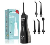 Leominor Hydropulseur dentaire pour les dents, 200 ml, irrigateur buccal portable amélioré, réservoir amélioré, étanche IPX7, nettoyeur de dents de voyage, machine électrique professionnelle (noir)