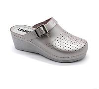 LEON 1000 Sabots Mules Chaussons Chaussures en Cuir, Femme, Perle, EU 41