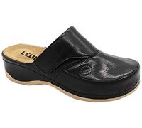 LEON 2019 Sabots Mules Chaussons Chaussures en Cuir Femme, Noir, EU 36