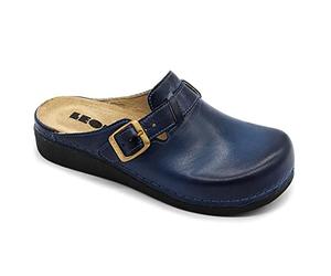 LEON 5000 Sabots Mules Chaussons Chaussures en Cuir, Femme, Bleu, EU 40