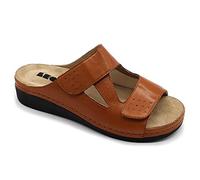 LEON 5010 Sandales Sabots Mules Chaussons Chaussures en Cuir, Femme, Brun, EU 40