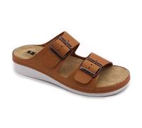 LEON 5012 Sandales Sabots Mules Chaussons Chaussures en Cuir, Femme, Brun, EU 36