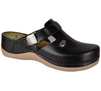 Leon 900 Sabots Mules Chaussons Chaussures en Cuir Femme Dames, Noir, EU 38