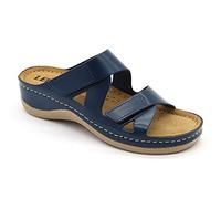LEON 906 Sandales Sabots Mules Chaussons Chaussures en Cuir Femme, Bleu, EU 36