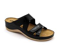 LEON 906 Sandales Sabots Mules Chaussons Chaussures en Cuir Femme, Noir, EU 38