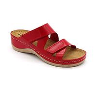 LEON 906 Sandales Sabots Mules Chaussons Chaussures en Cuir Femme, Rouge, EU 37