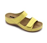 LEON 907 Sandales Sabots Mules Chaussons Chaussures en Cuir, Femme, Jaune, EU 37