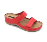 LEON 907 Sandales Sabots Mules Chaussons Chaussures en Cuir, Femme, Rouge, EU 41
