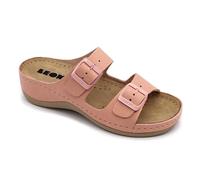 LEON 908 Sandales Sabots Mules Chaussons Chaussures en Cuir, Femme, Rose, EU 41