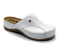 Leon 912 Sandales Sabots Mules Chaussons Chaussures en Cuir Femme, Blanc, EU 36