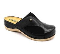 Leon 912 Sandales Sabots Mules Chaussons Chaussures en Cuir Femme, Noir, EU 36