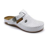 LEON 950 Sandales Sabots Mules Chaussons Chaussures en Cuir Femme, Blanc, EU 39