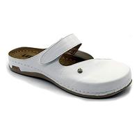 Leon 953 Sandales Sabots Mules Chaussons Chaussures en Cuir Femme, Blanc, EU 39