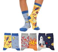 LEON D'ORO Chaussettes bébé chaudes en coton 3/6 paires chaussettes enfant fantaisie chaussettes d'hiver fabriquées en Italie, ASS-SPAIATI 3 paires, 23-28