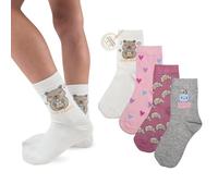 LEON D'ORO Chaussettes chaudes en coton élastique pour fille, motif fabriqué en Italie