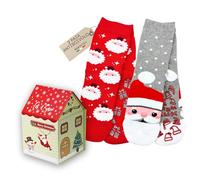 LEON D'ORO Chaussettes de Noël pour enfant, antidérapantes pour fille, boîte cadeau de Noël, fabriquée en Italie, ASS1, 23-28